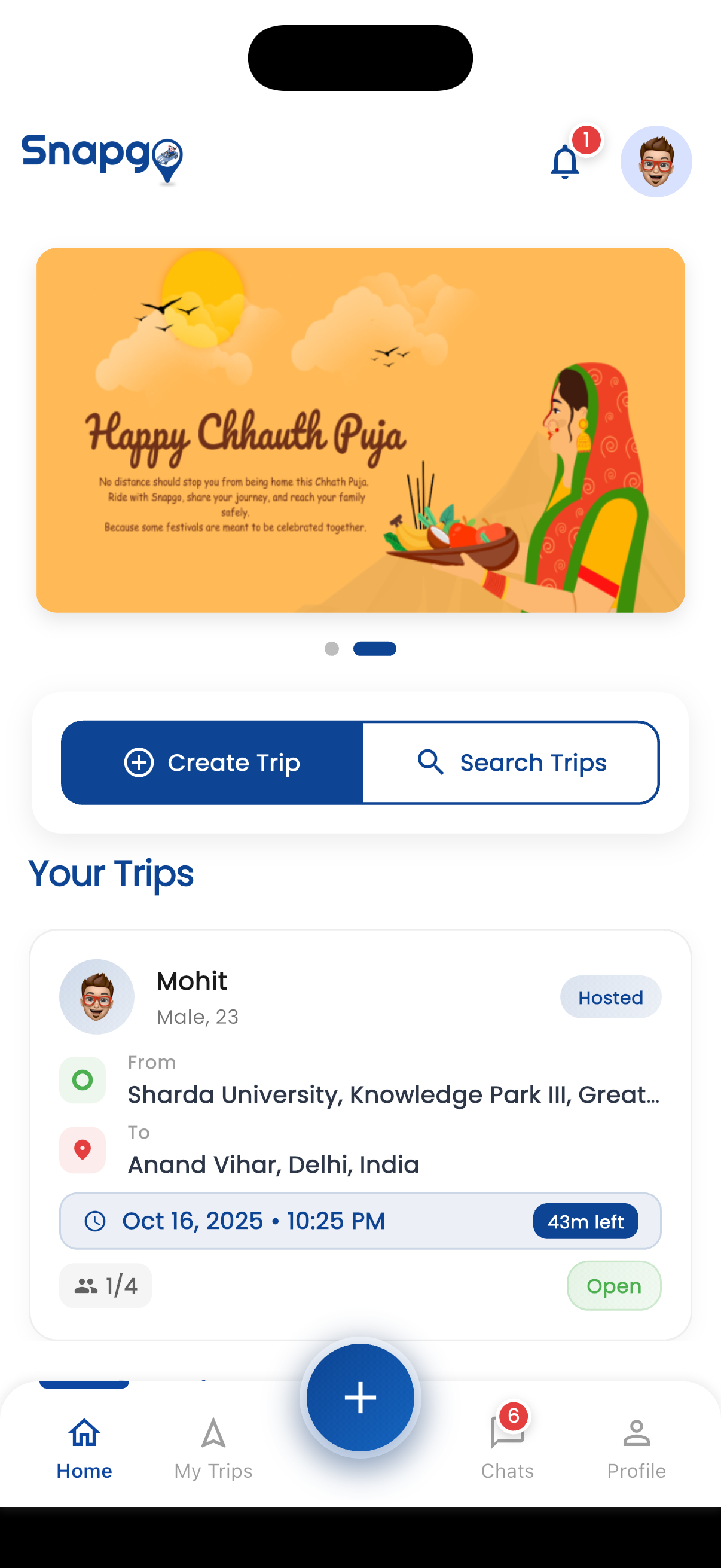 Snapgo App Home Screen